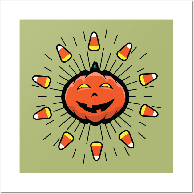 Jack O' Lantern Candy Corn Sun Wall Art by SchaubDesign